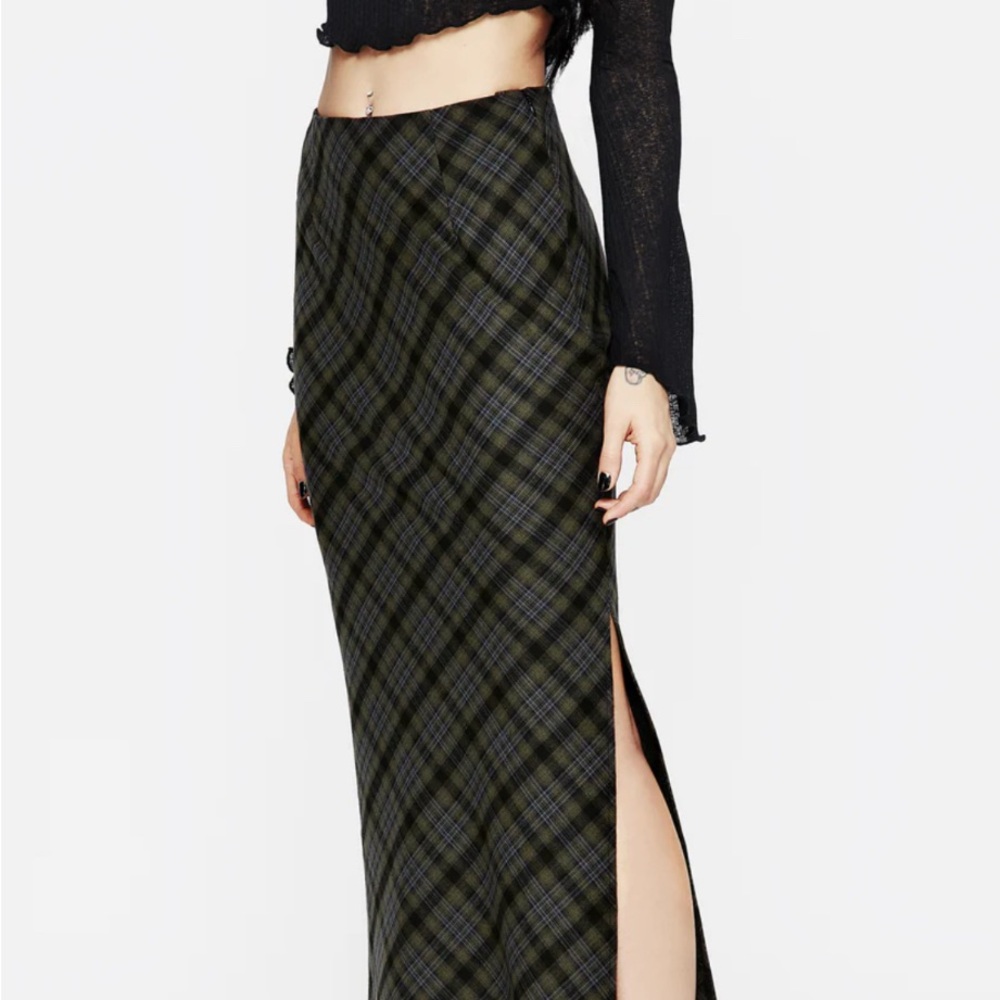 Reseda Bias Check Maxi Skirt